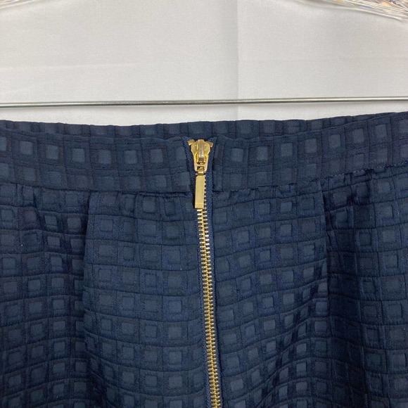 Katherine Barclay Skirt Womens Sz 4‎ Navy Blue Mini Pleated Gold Zipper Textured - Picture 4 of 8